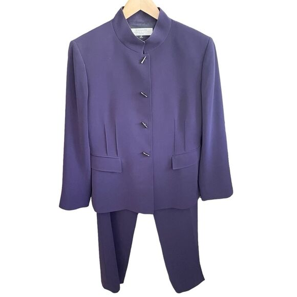 TAHARI Arthur S. Levine Plum/Purple 2 pc Career Pantsuit Women's Plus Size 14P - Picture 1 of 13